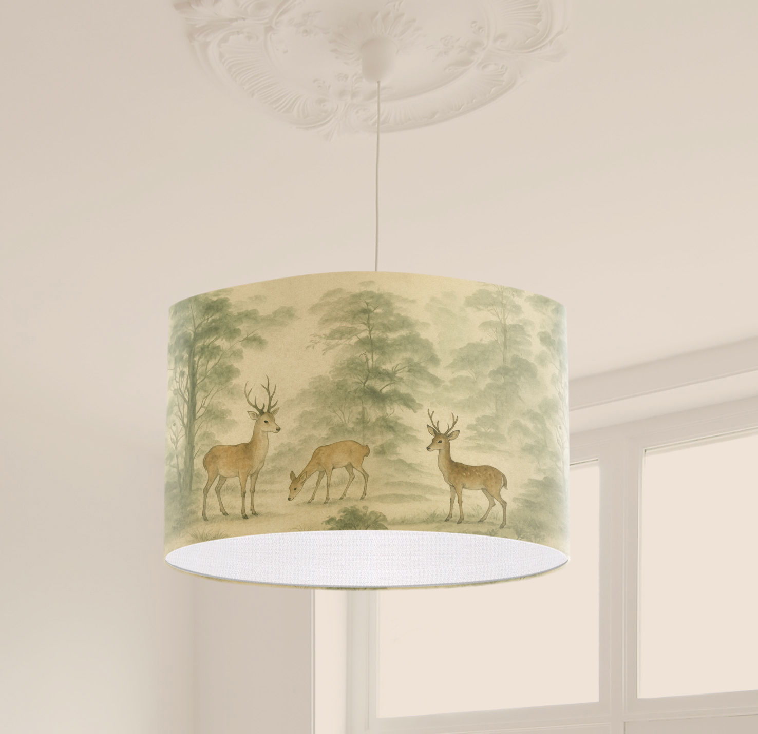 Handmade Lampshade Antique Vintage Deer Illustration Lampshade