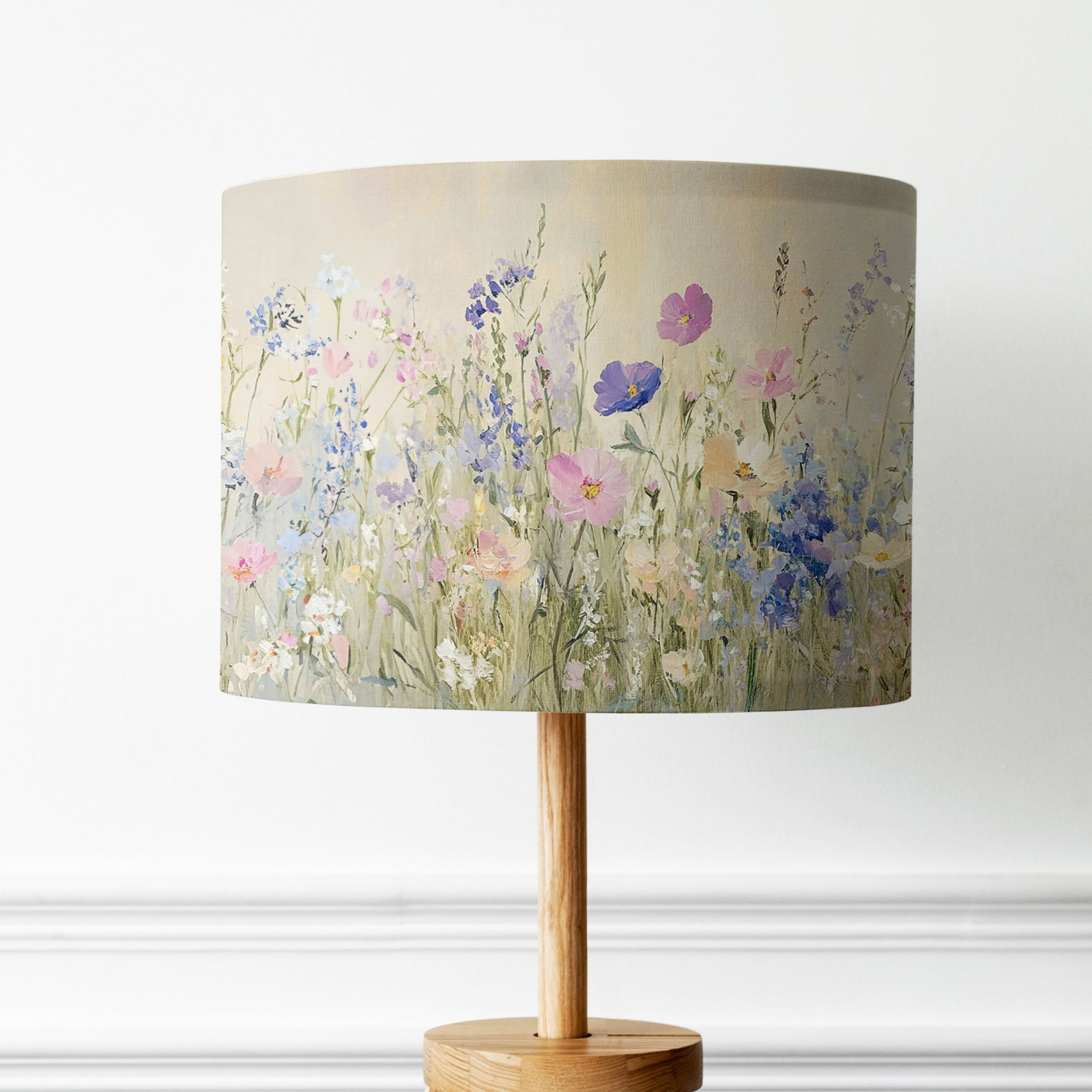 Handmade Pastel Wildflower Lampshade English Floral Lightshade