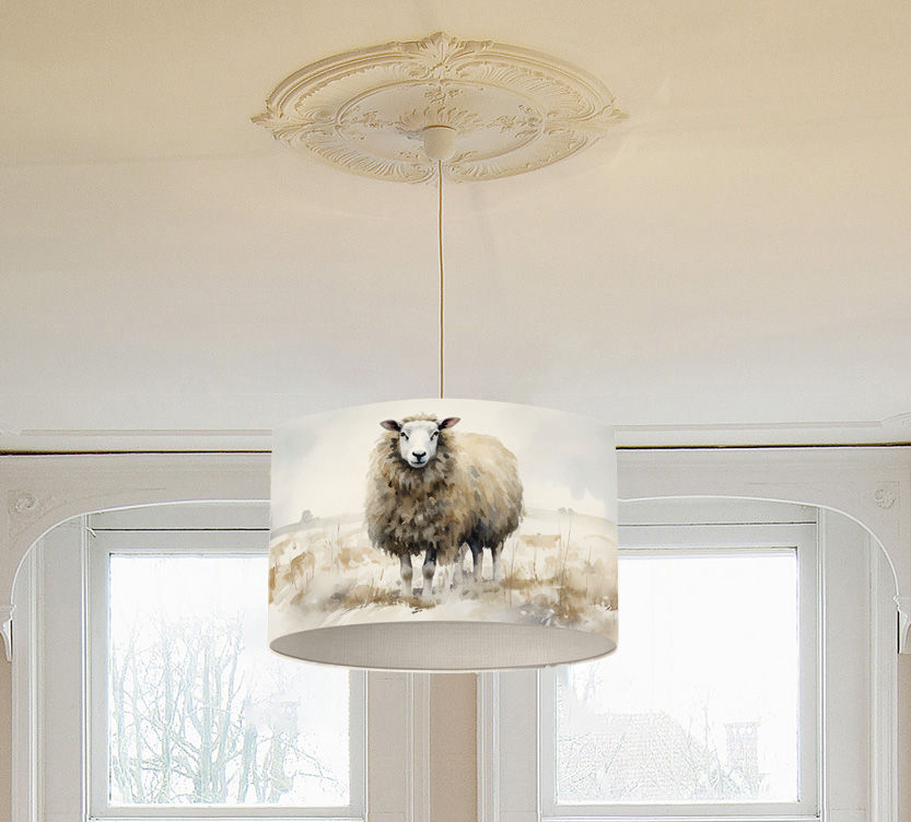 Thumbnail: Table/Floor Lampshade / Pendant Lampshade with watercolor sheep print LS222