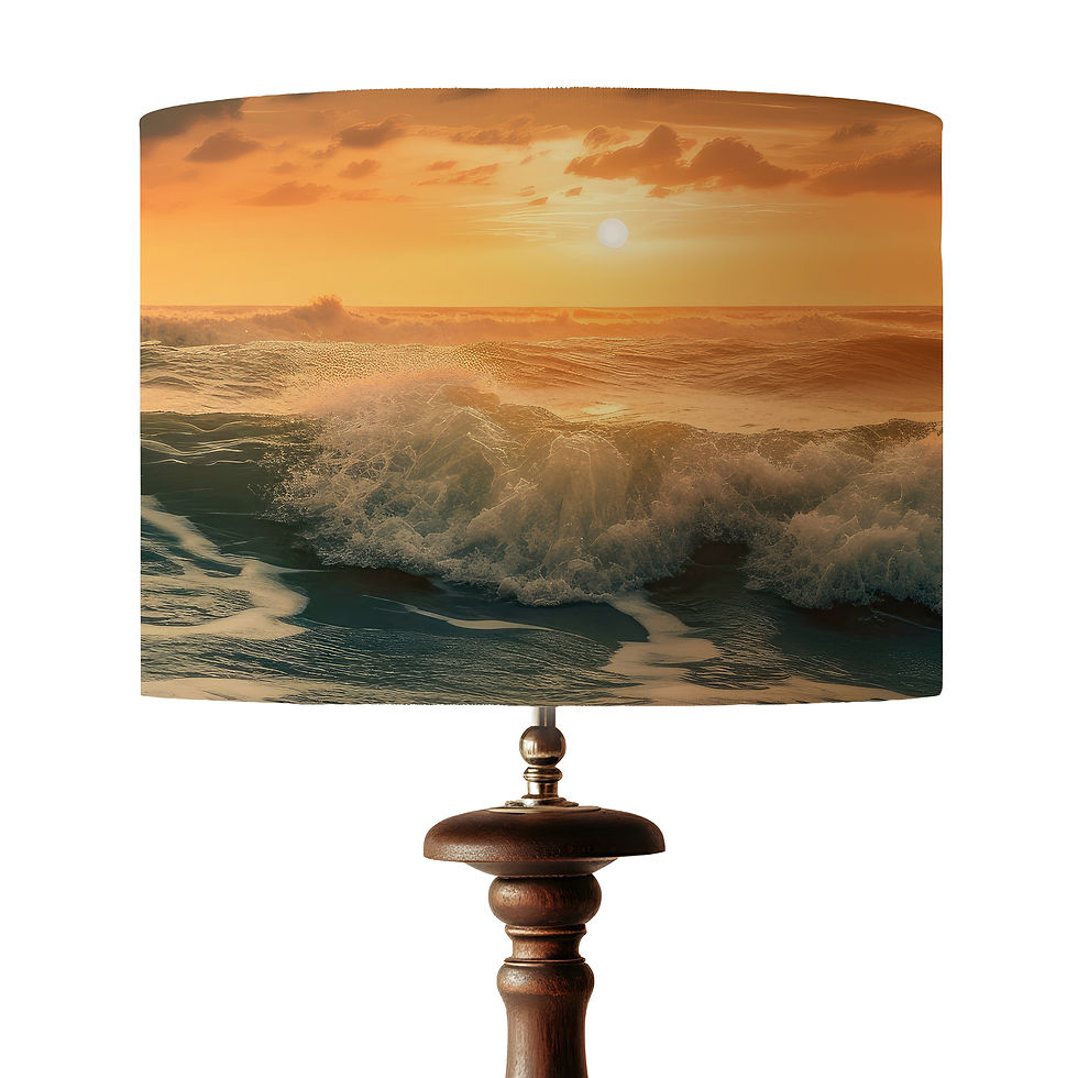 Thumbnail: Handmade ocean sunset lampshade with rolling waves