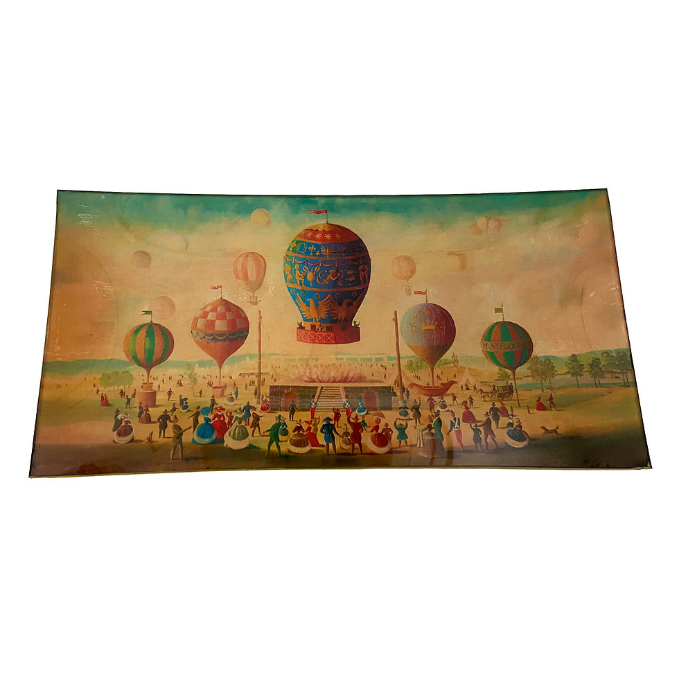 Vintage ballooning decoupage glass tray handmade in England