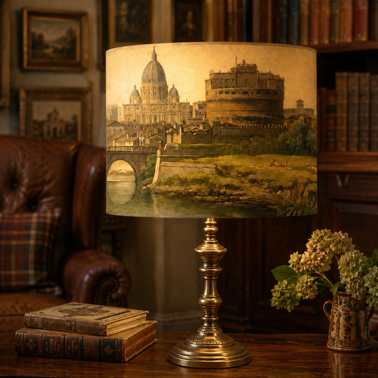 Handmade antique Rome lampshade with Castel Sant’Angelo