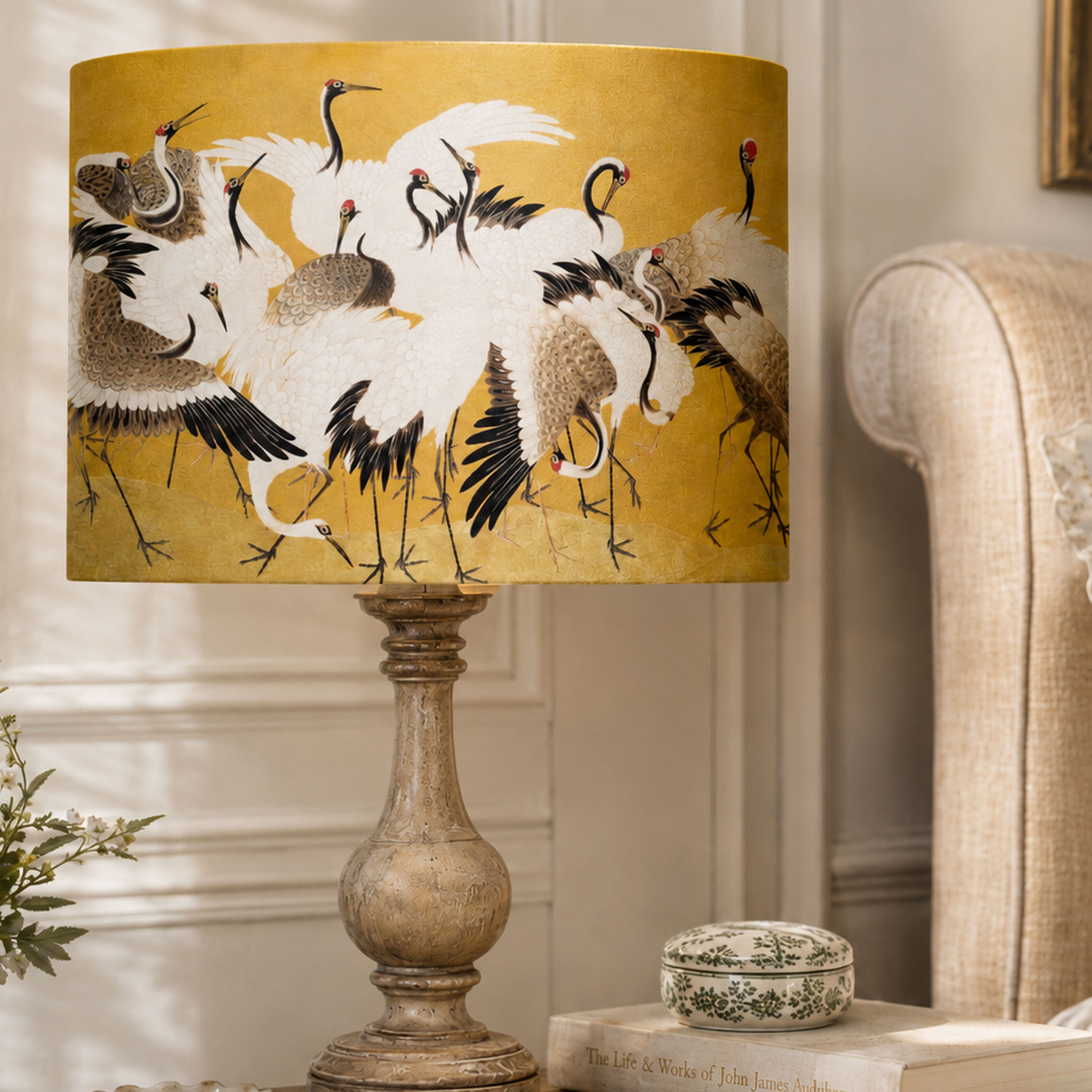 Handmade lampshade heron bird lampshade crafted in England