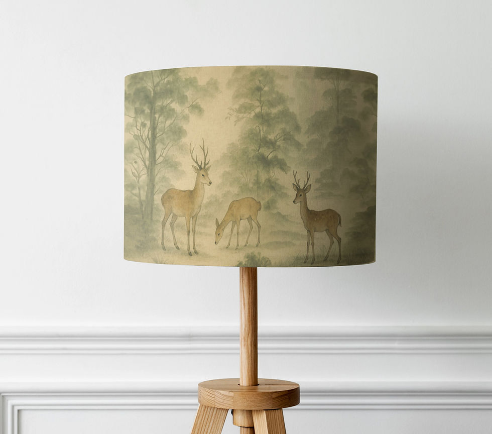 Thumbnail: Woodland deer drum lampshade handcrafted in Britain