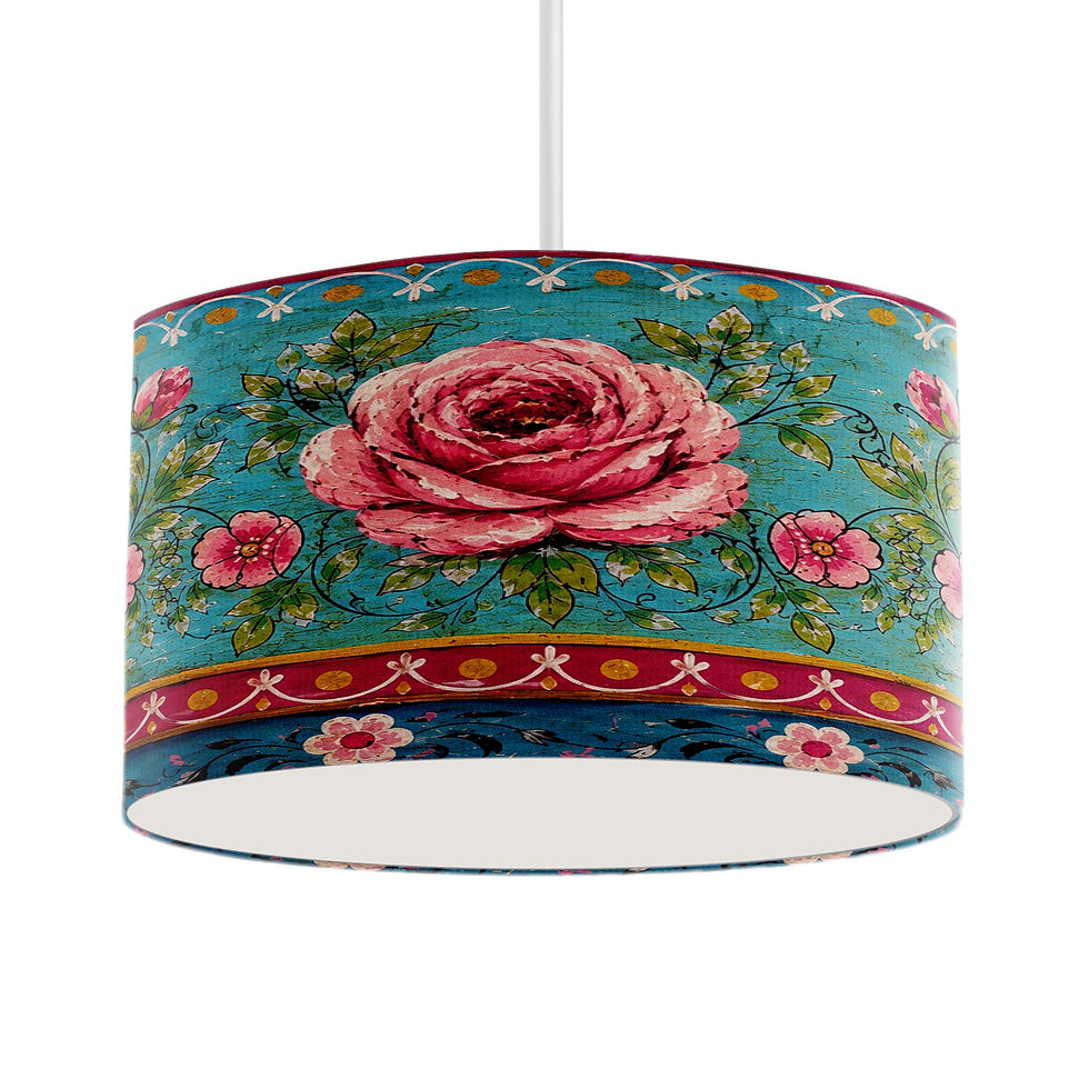 Thumbnail: Vintage painted effect rose drum lampshade handmade in England