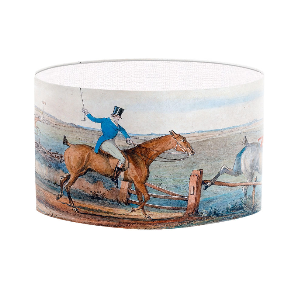 Thumbnail: Horse jumping drum lampshade handcrafted in Britain