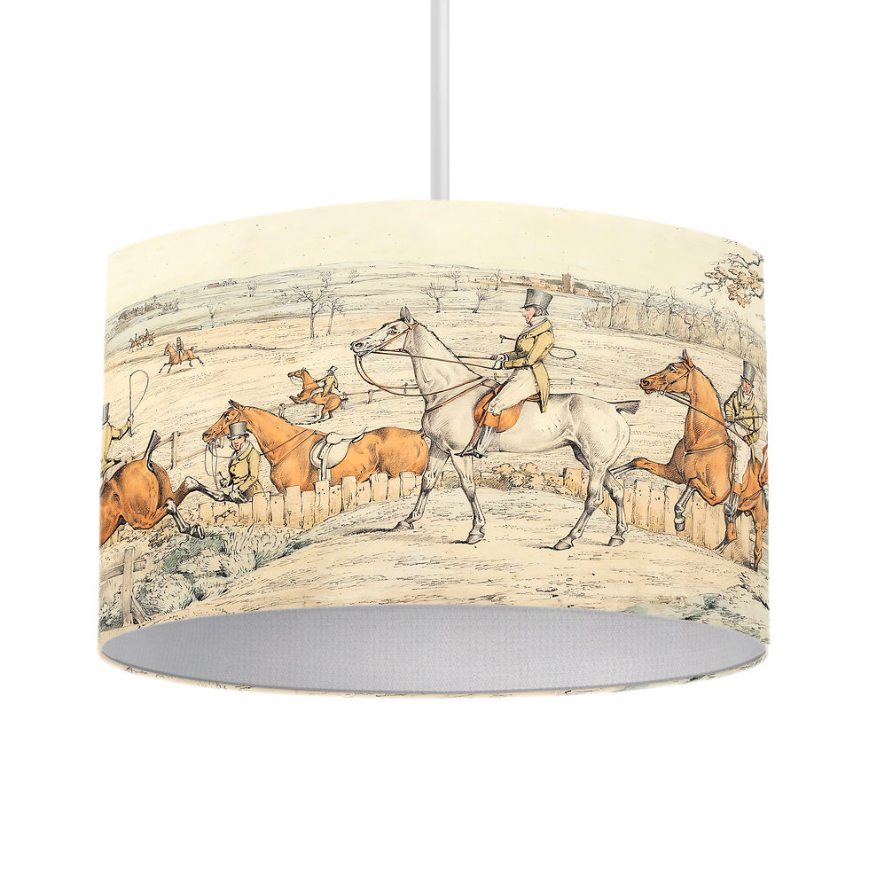 Thumbnail: Handmade antique hunting lampshade with vintage sporting scene