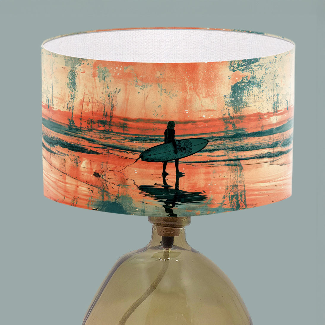 Handmade Lampshade with trendy surfer print, modern lampshade
