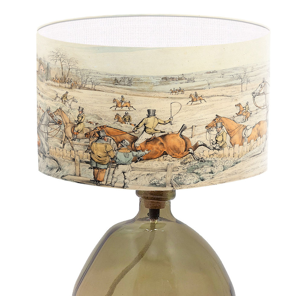 Thumbnail: Antique hunting drum lampshade handcrafted in Britain