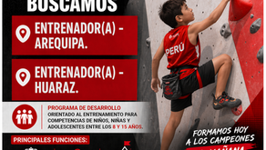 Buscamos entrenador(a) de escalada categorías menores Arequipa y Huaraz 2026