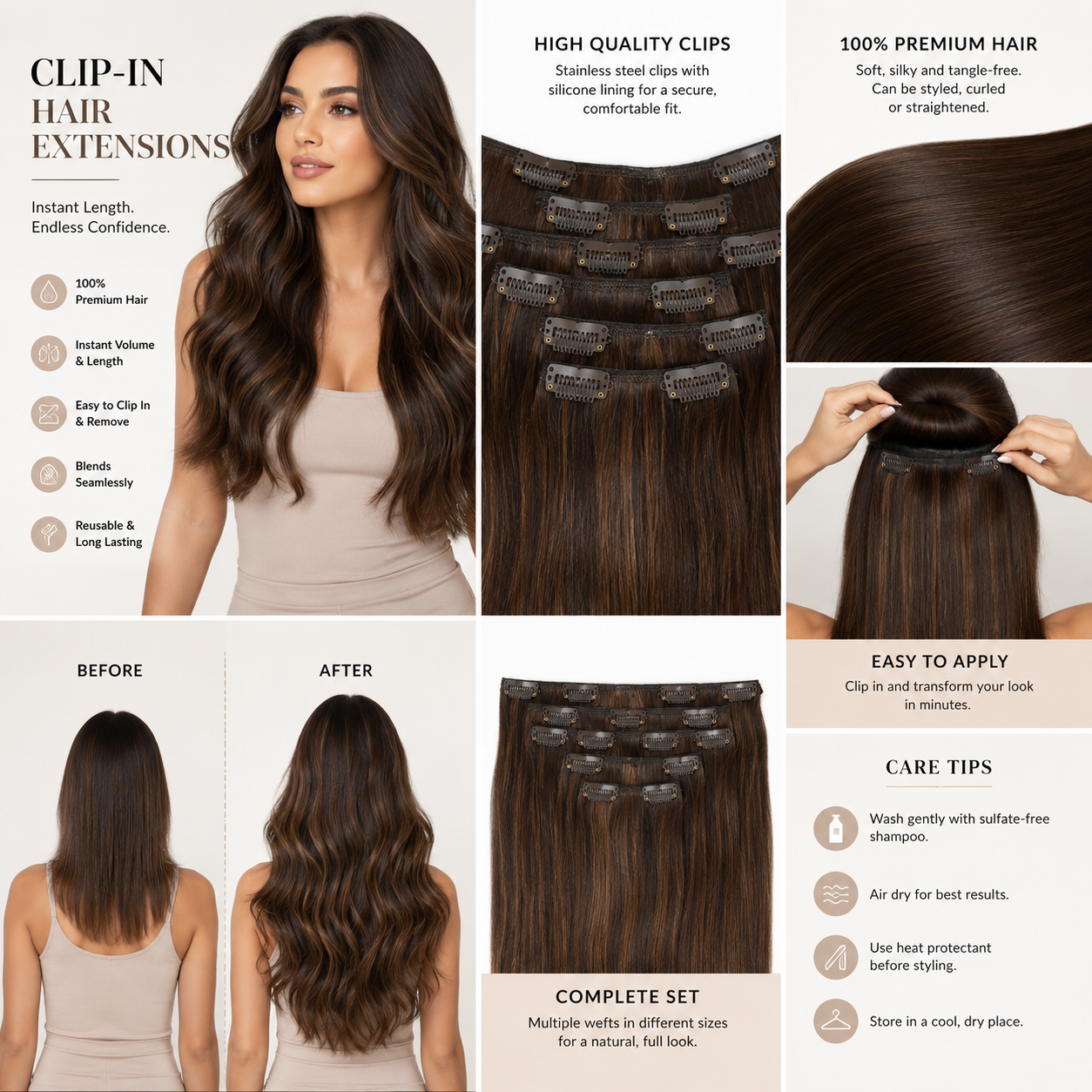 Clip - On Hair Extensions