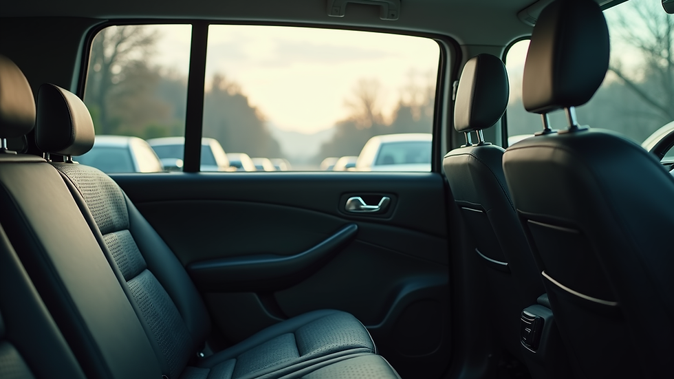 Close-up view of a clean taxi interior with comfortable seating