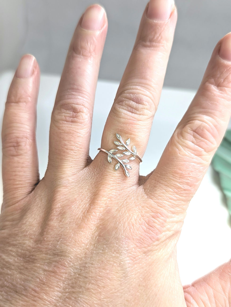 Thumbnail: Sterling Silver Leaf Design Wrap Ring