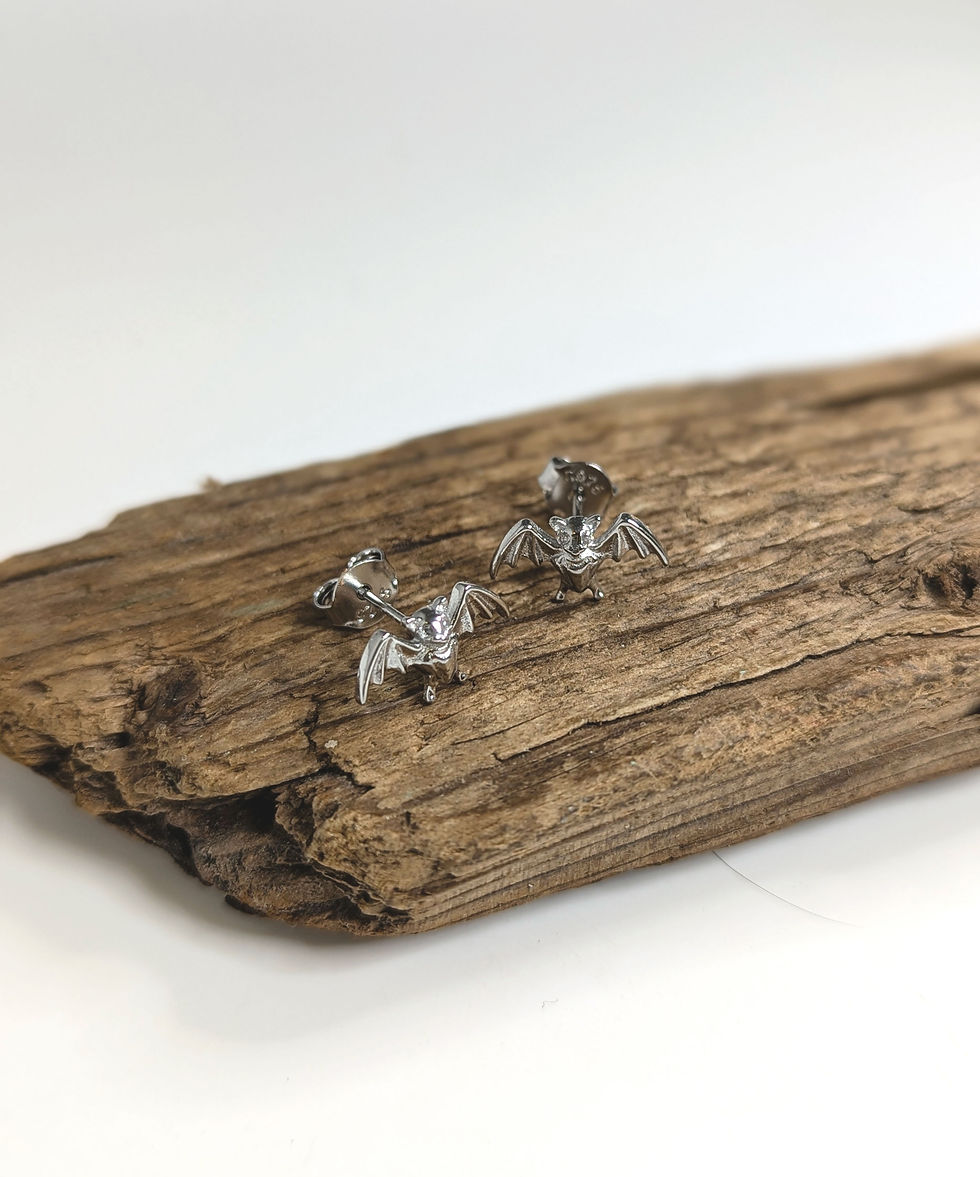 Thumbnail: Sterling Silver Bat Stud Earrings 