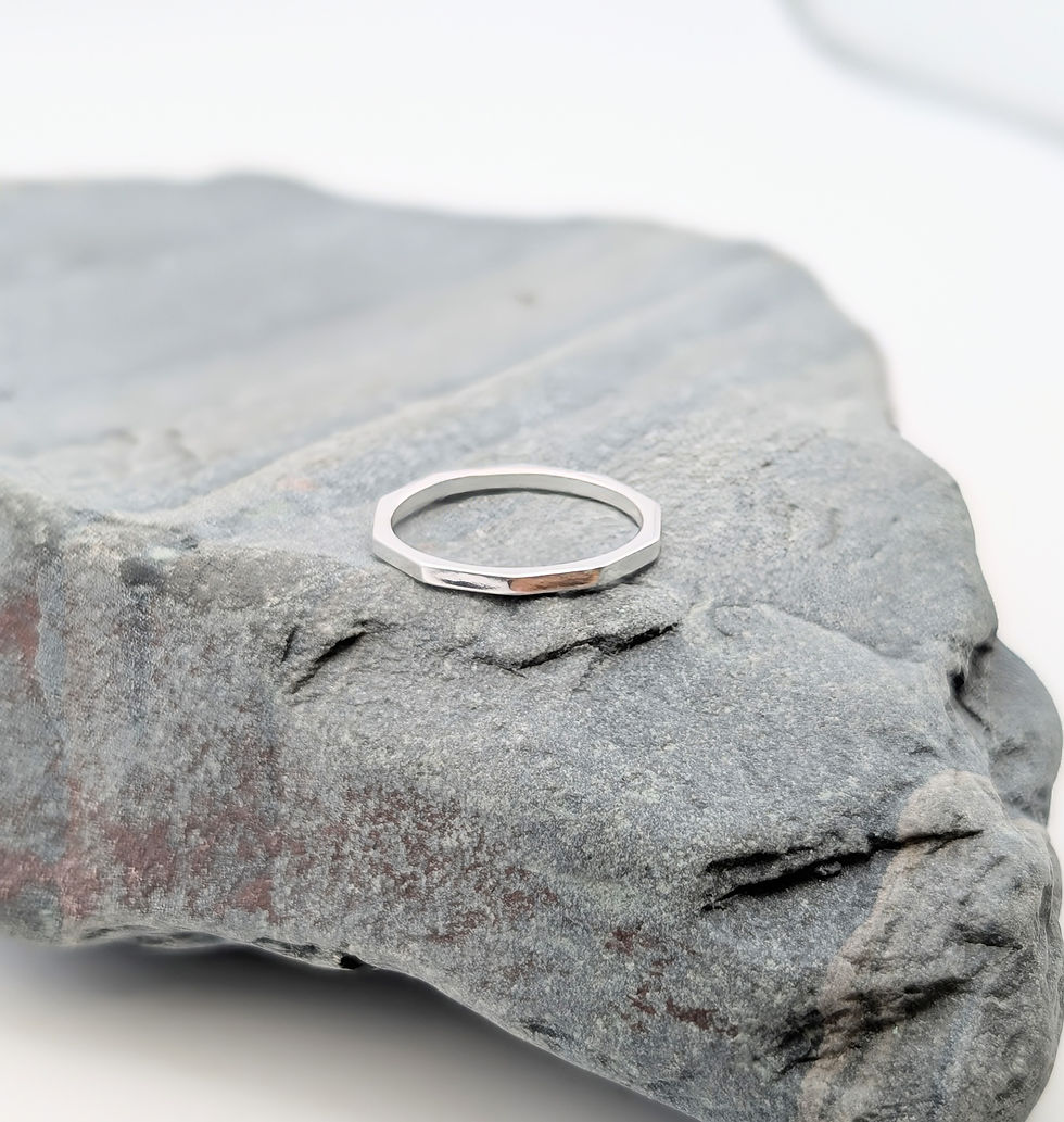 Thumbnail: Sterling Silver Decagon Facet Ring
