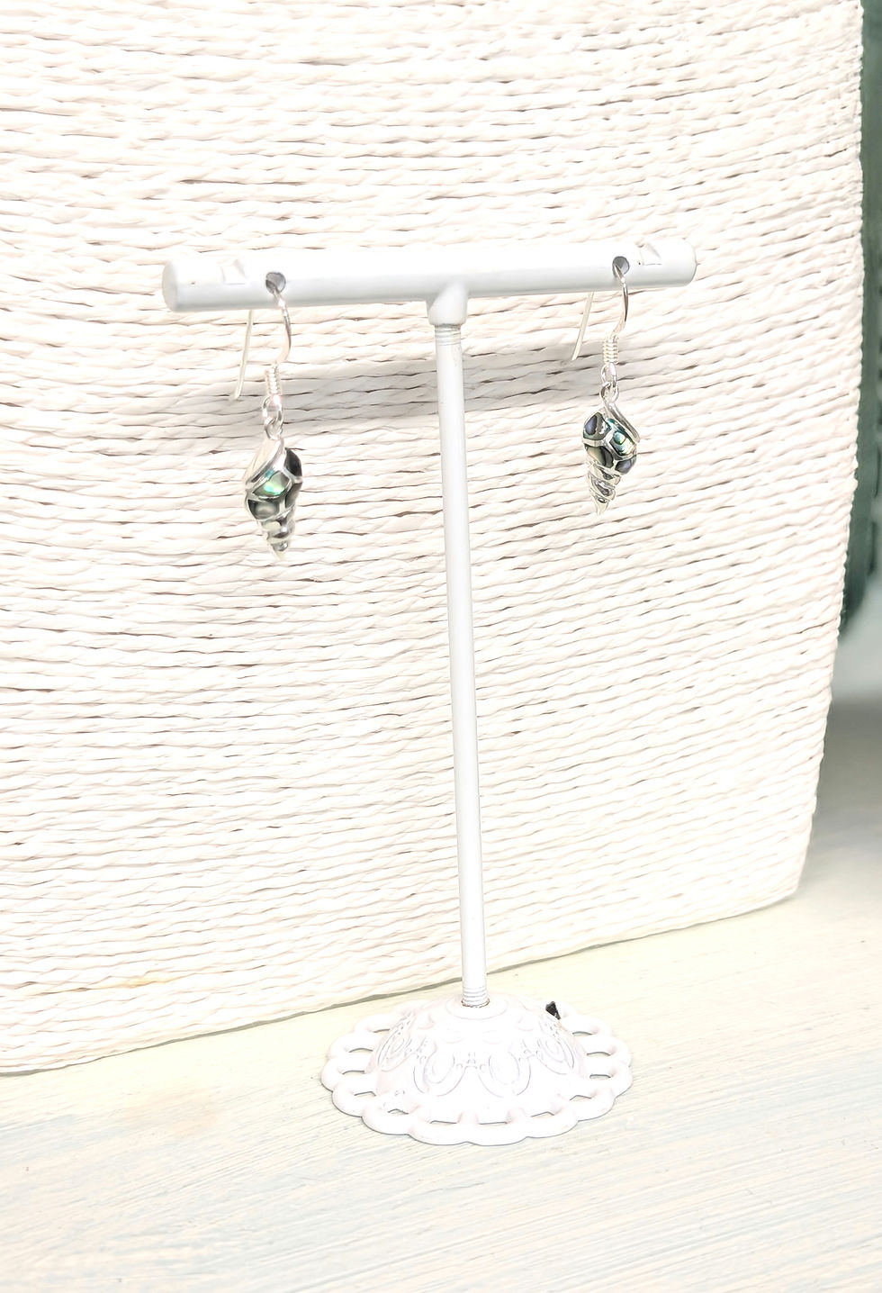 Thumbnail: Sterling Silver Shell Drop Earrings with Abalone Shell