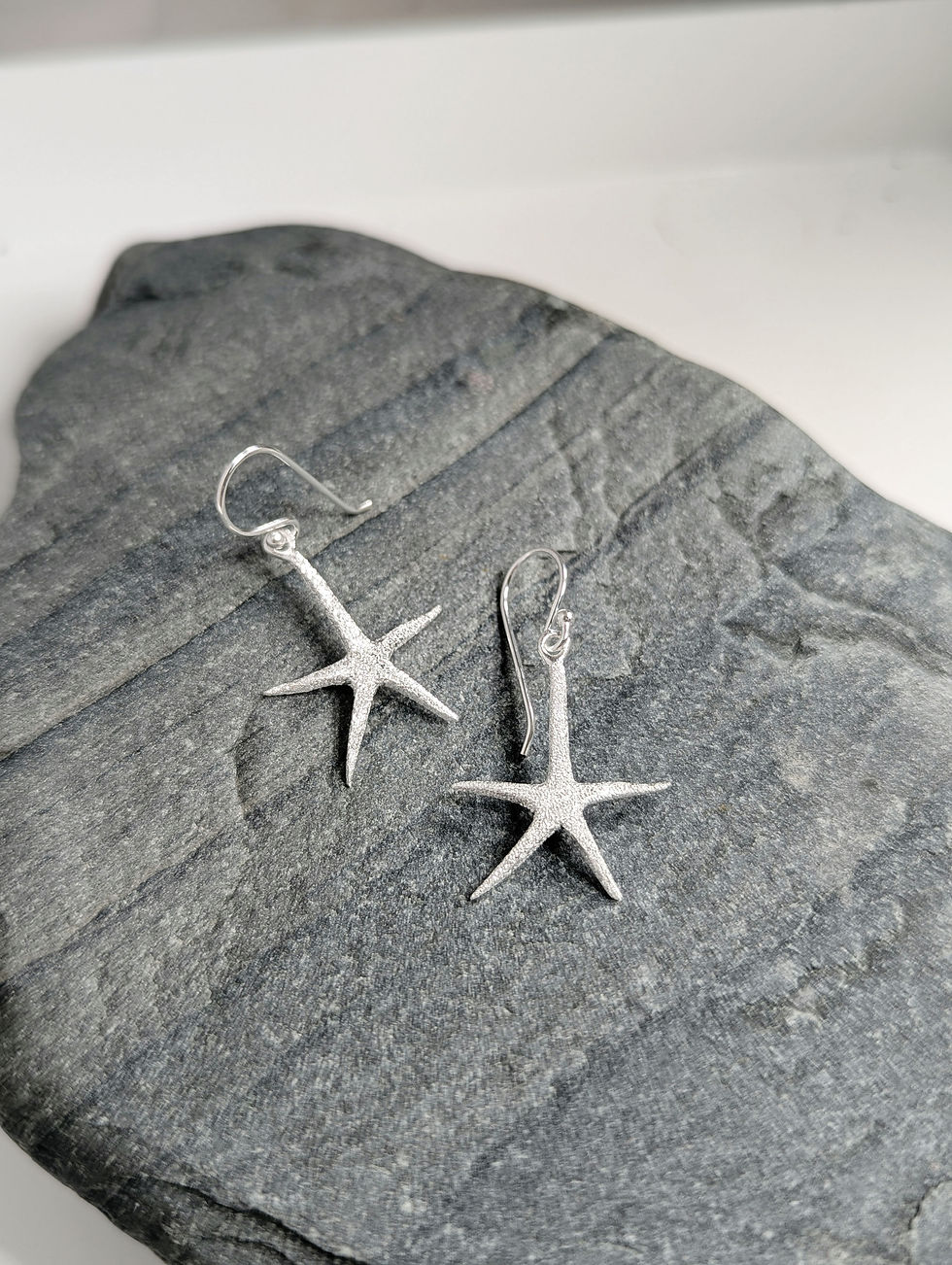 Thumbnail: Sterling Silver Sparkle Starfish Drop Earrings 