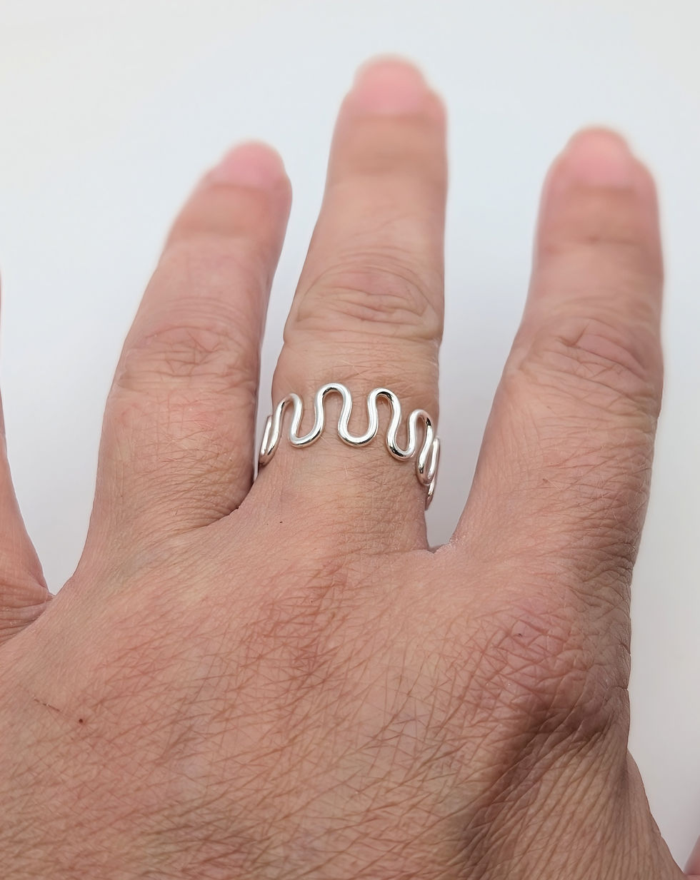 Thumbnail: Adjustable Sterling Silver Squiggle Ring 