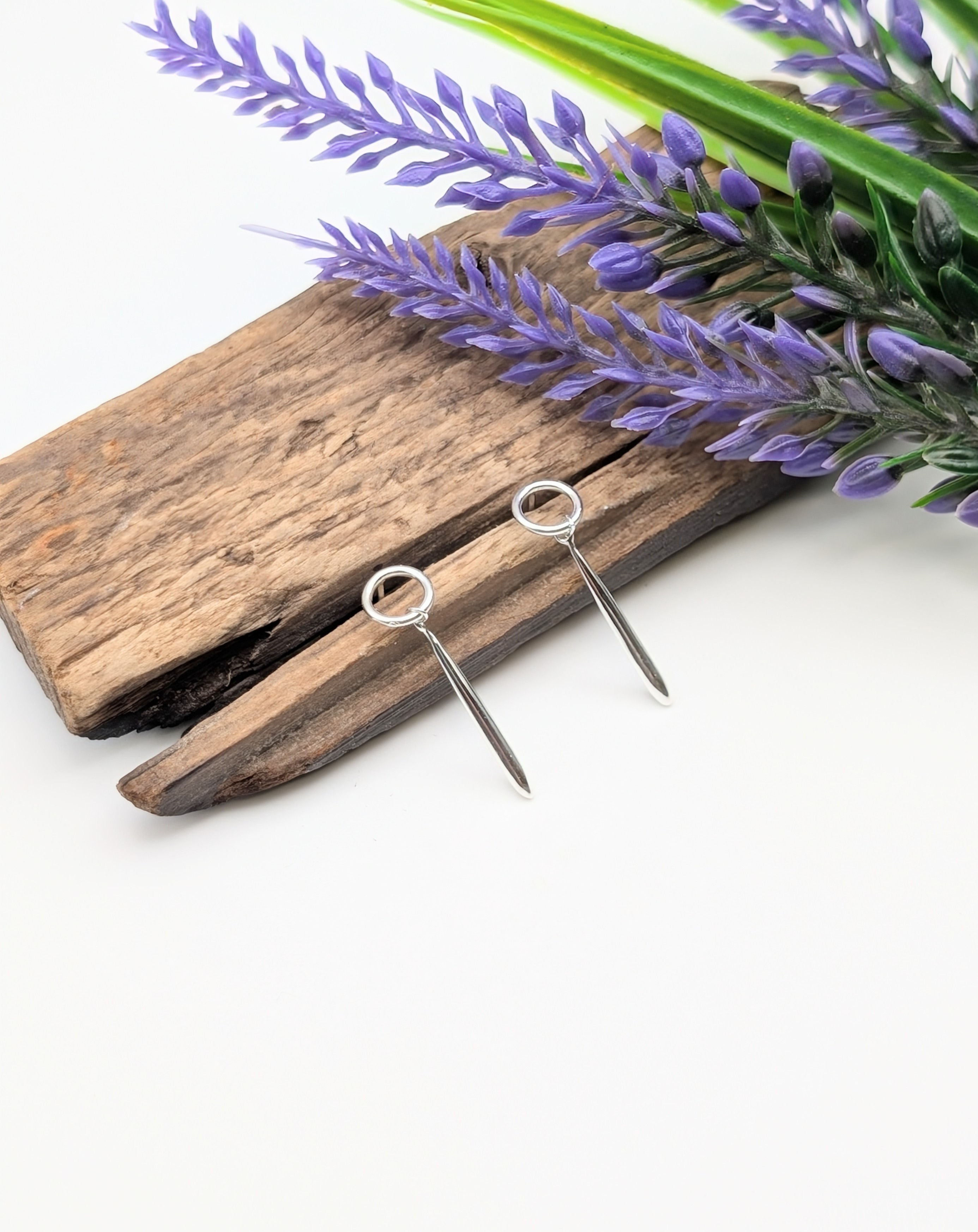 Sterling Silver Contemporary Circle & Bar Drop Earrings 