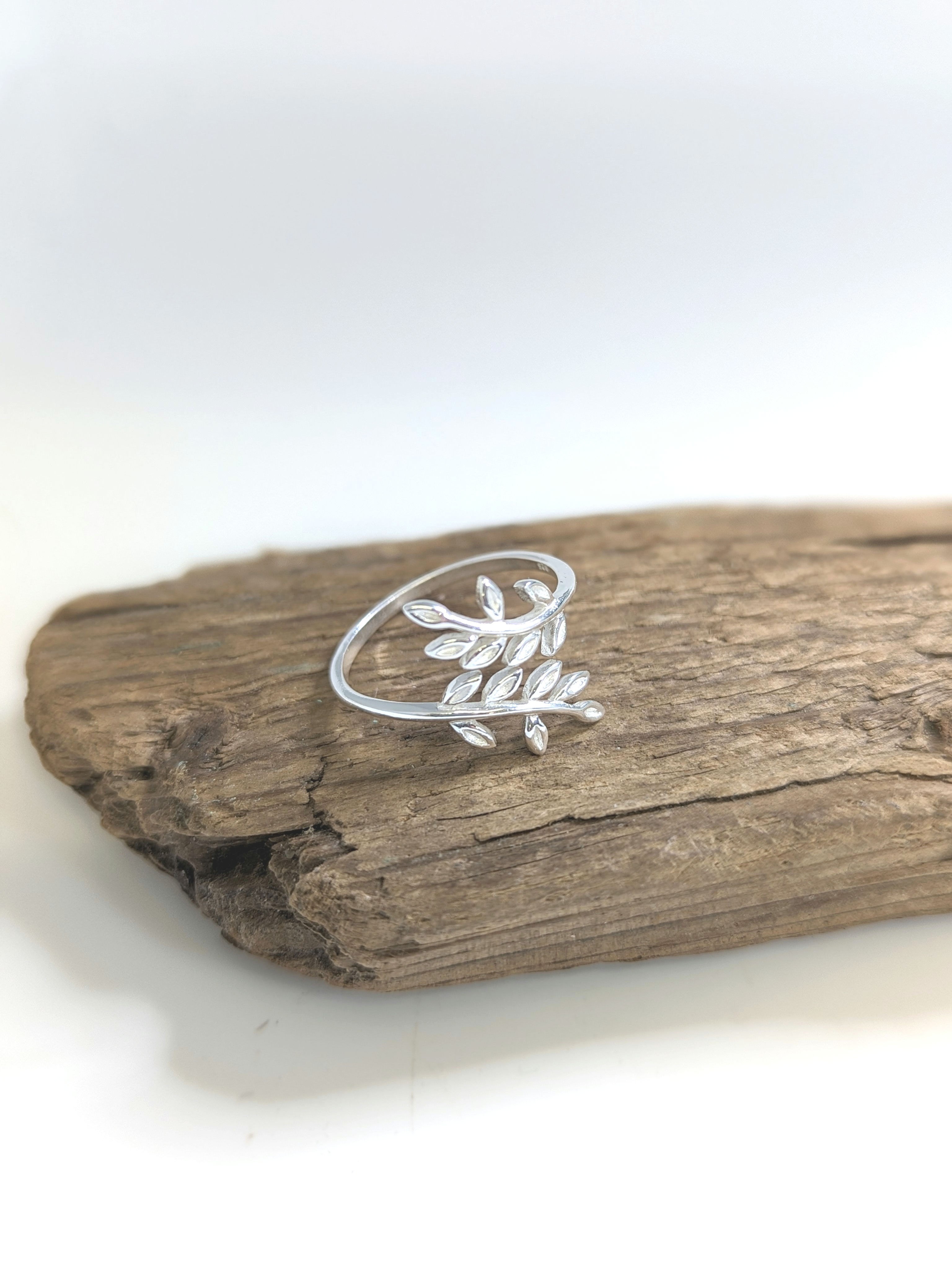 Sterling Silver Leaf Design Wrap Ring