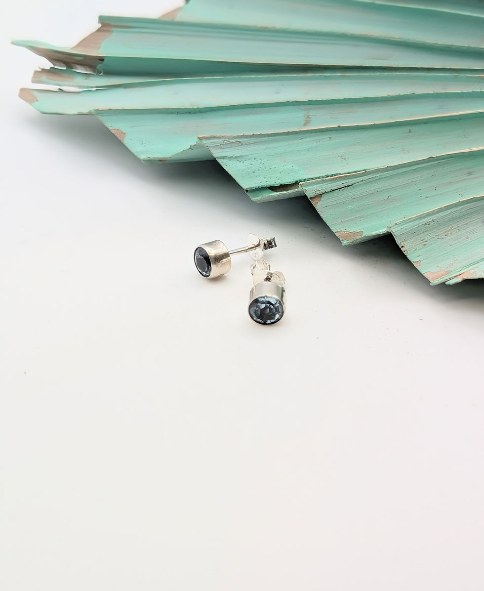 Thumbnail: Sterling Silver Blue Topaz Stud Earrings 