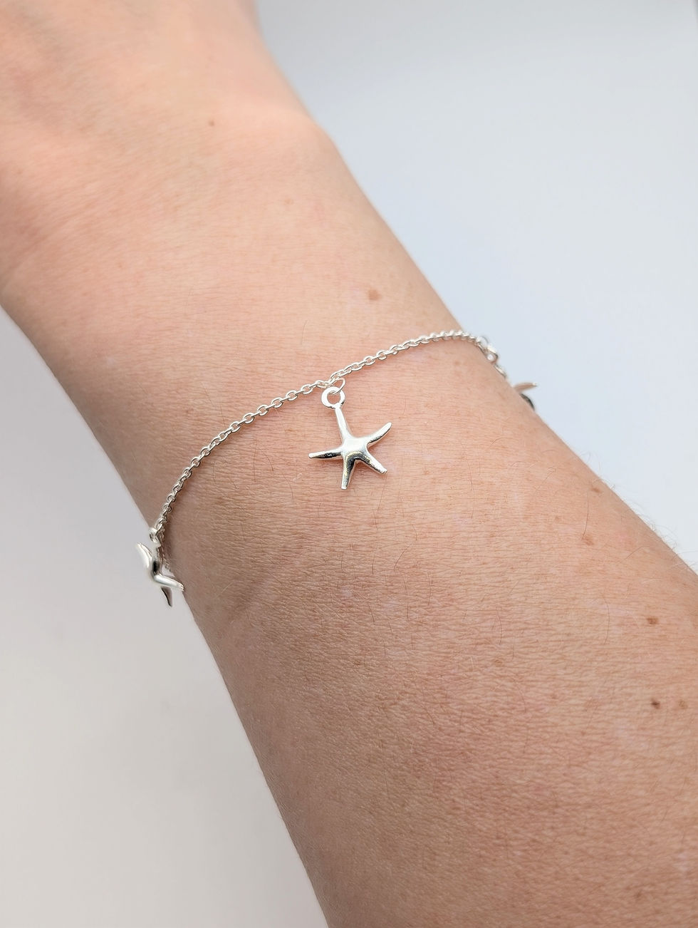 Thumbnail: Sterling Silver Starfish Charm Bracelet