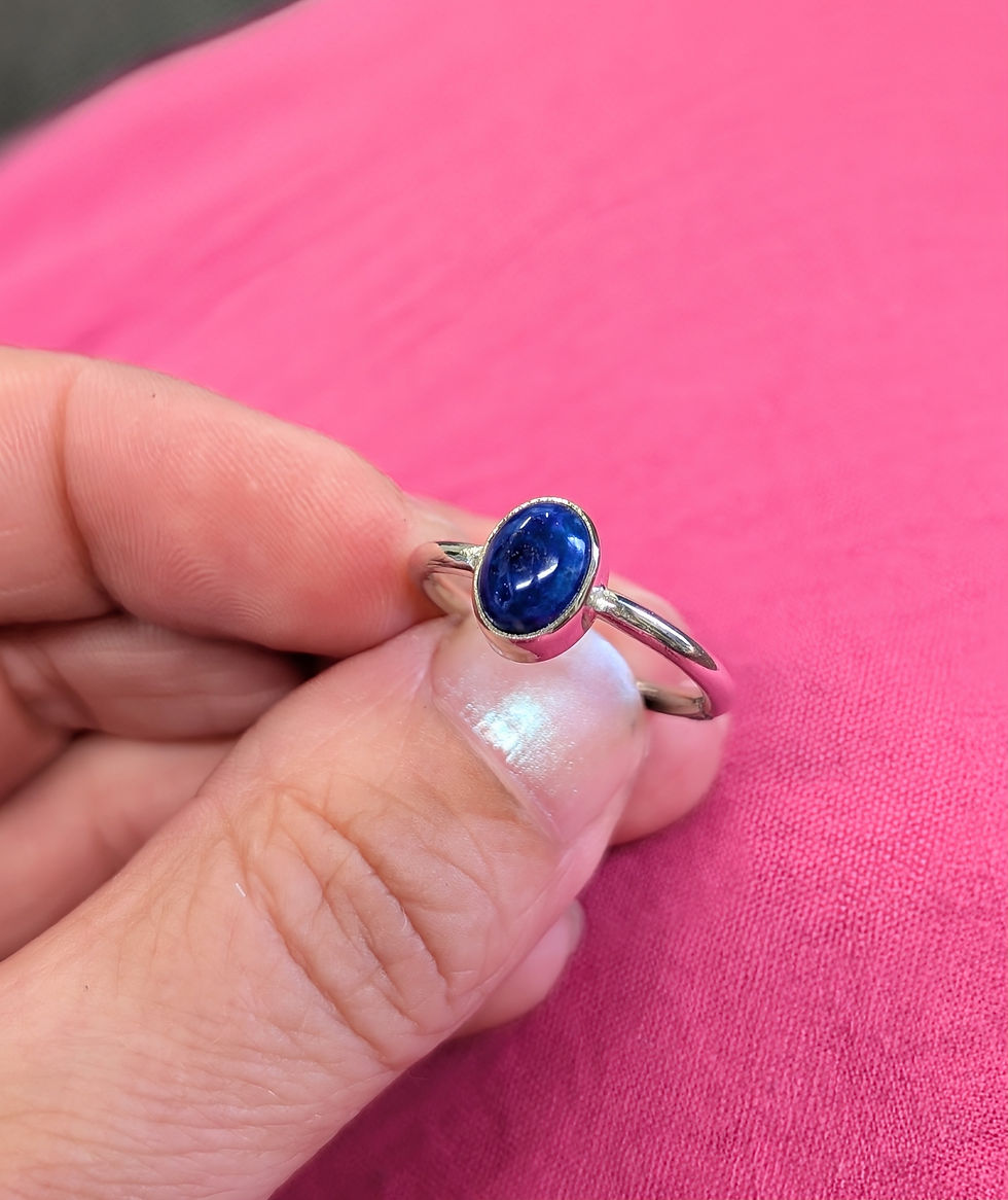 Thumbnail: Sterling Silver Oval Bezel Set Lapis Lazuli Ring
