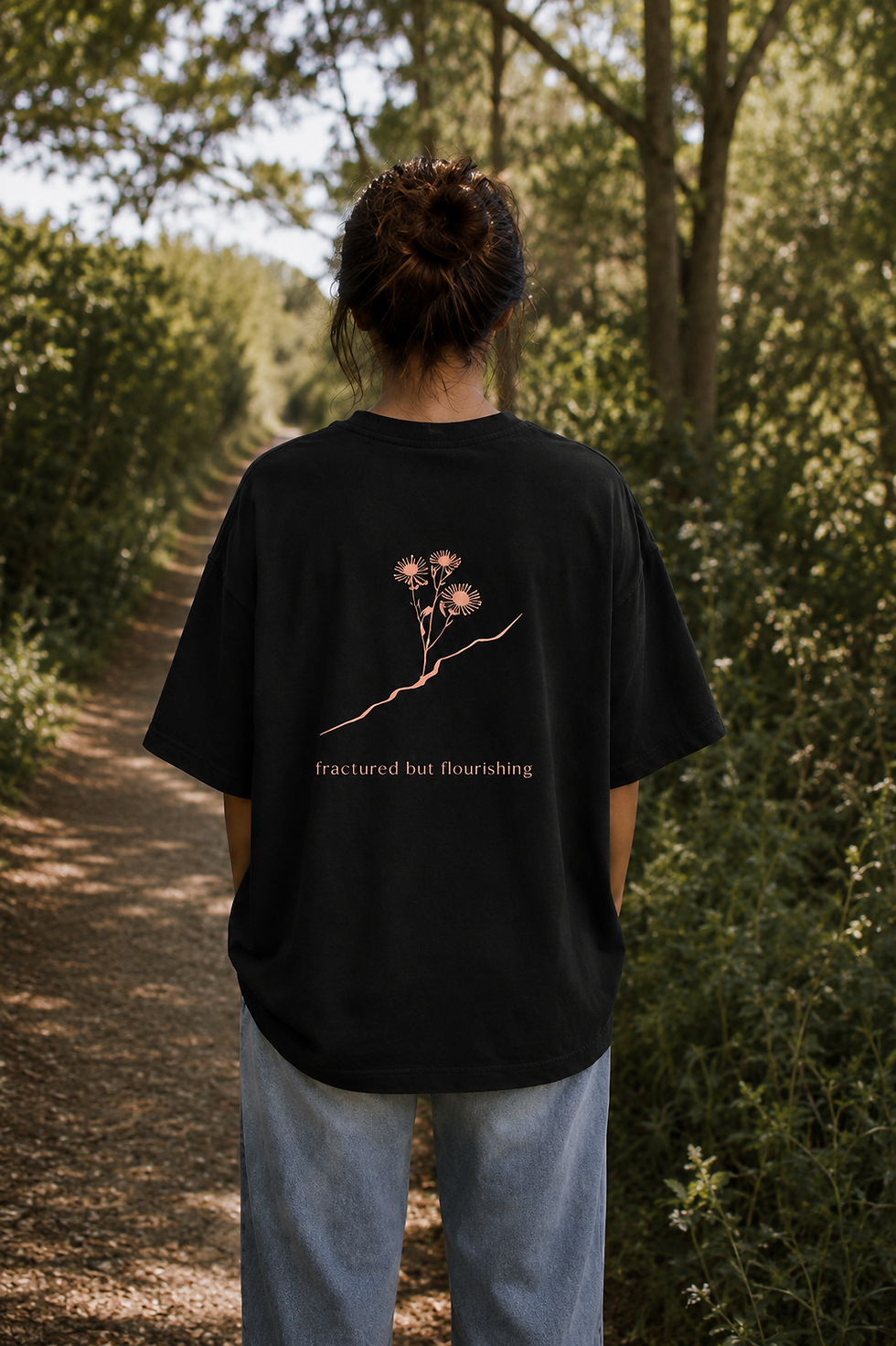 Thumbnail: Black Flourishing Collection- Unisex Oversized T-Shirt