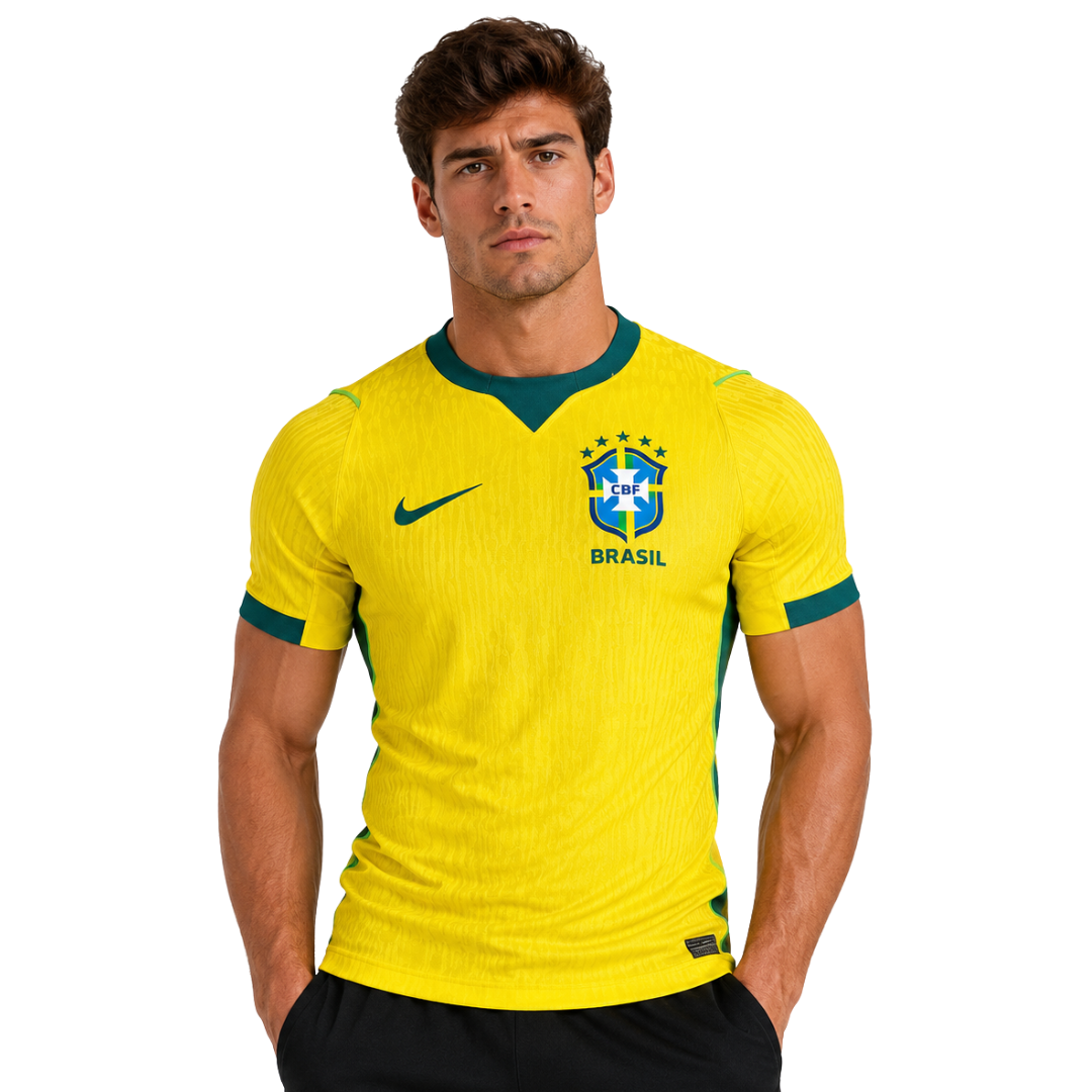 Camisa Jogador Brasil Home 2026 Copa do mundo - Masculina - Amarela