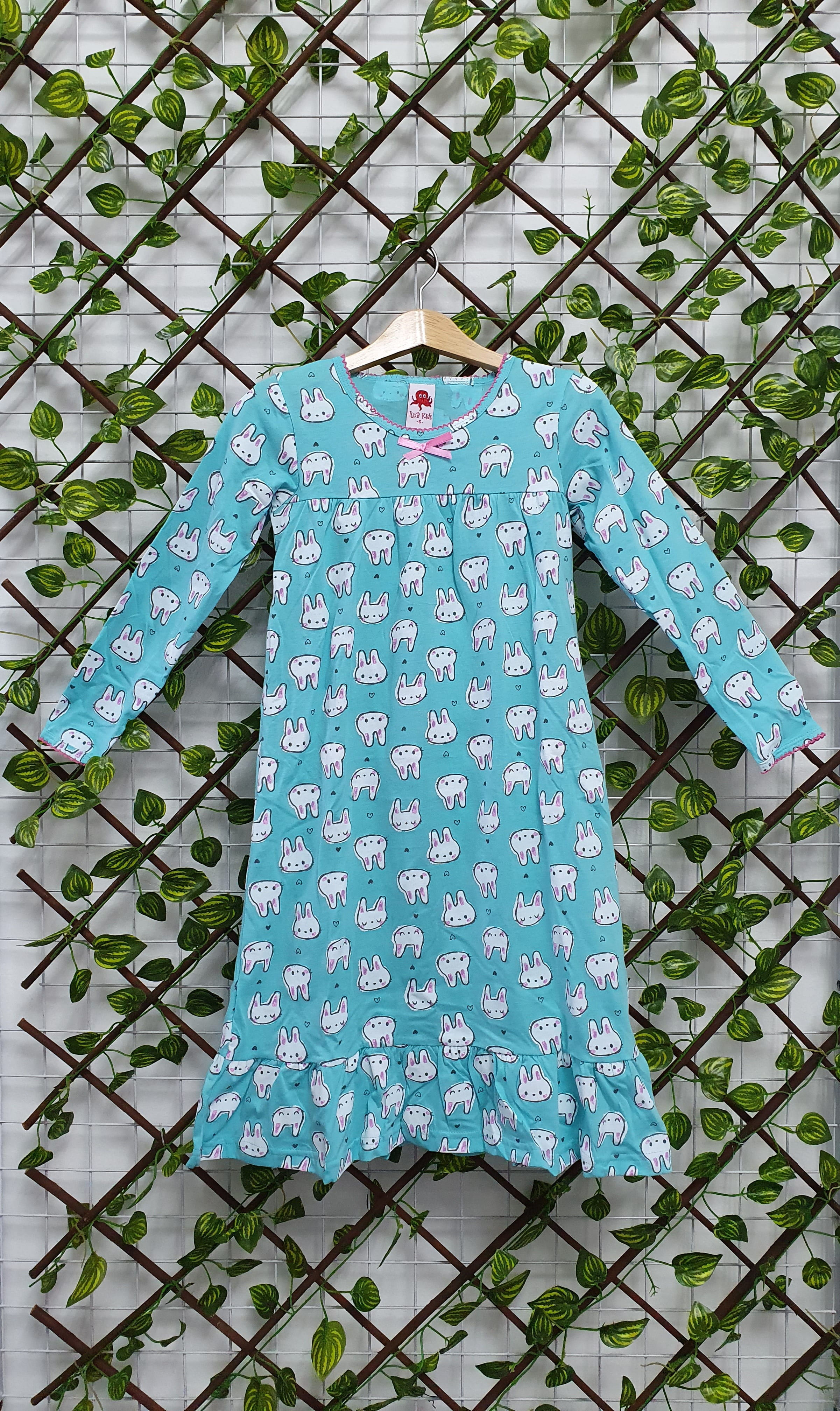 Kids Girls Cute Bunny Cartoon Printed Dress