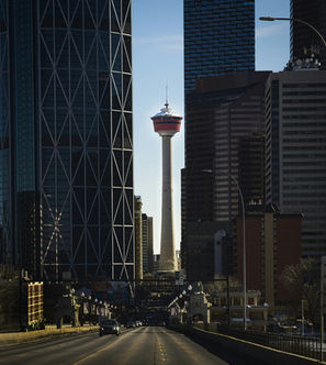 Calgary Tower and downtown core during a YYCTOURS city tour