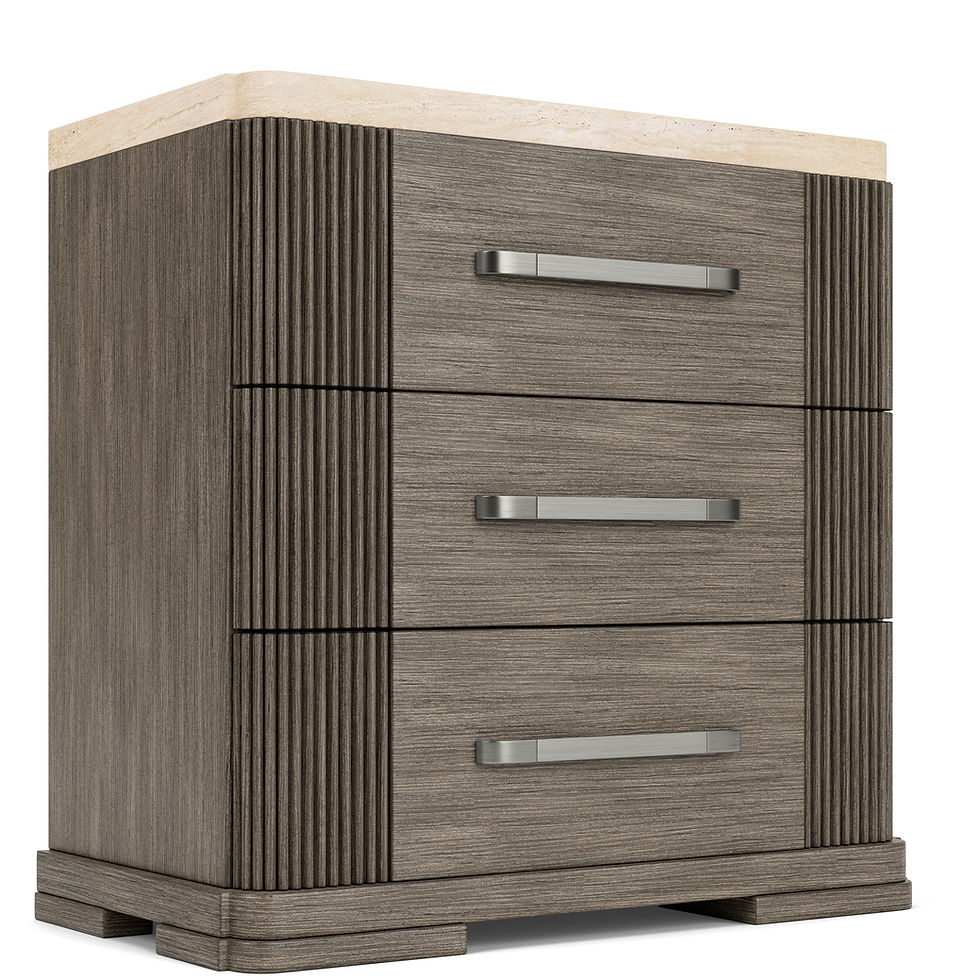 Sariel Stone Top Three Drawer Nightstand
