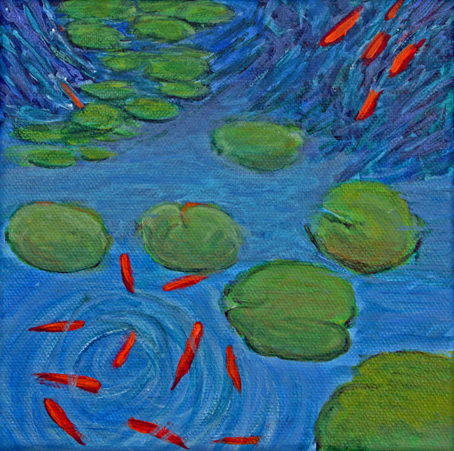 Pond,LilyPads,Goldfish 1-SOLD