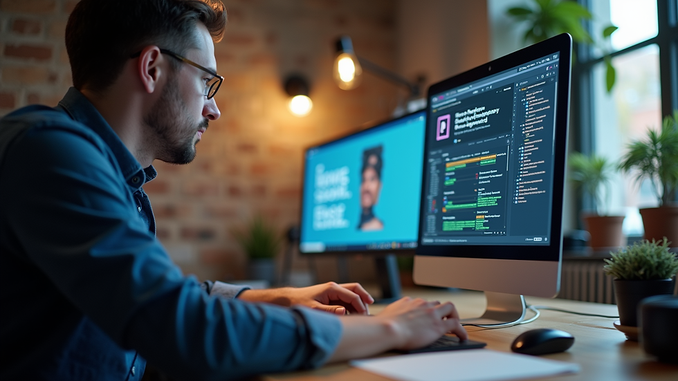 Eye-level view of a professional developer working on a Wix website design