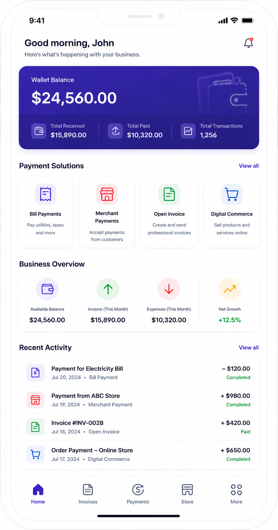 EziPay mobile application interface for digital transactions