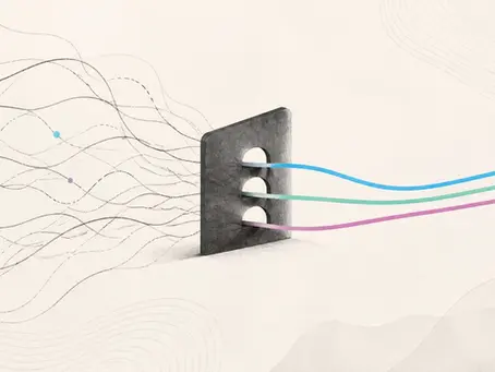 Many wandering paths pass through a charcoal structure and emerge as three coordinated SGP-coloured lines, representing strategic focus and implementation.