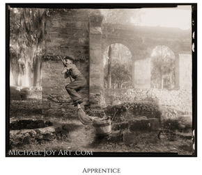 Man leaps, Apprentice text, MichaelJoyArt.com
