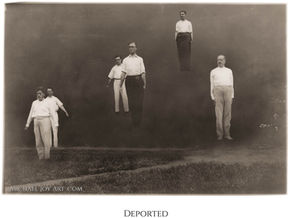 Deportation photo: six men in white, DEPORTED