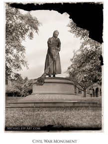 Black and white photo of statue, "Civil War Woman Mourning", MichaelJoyArt