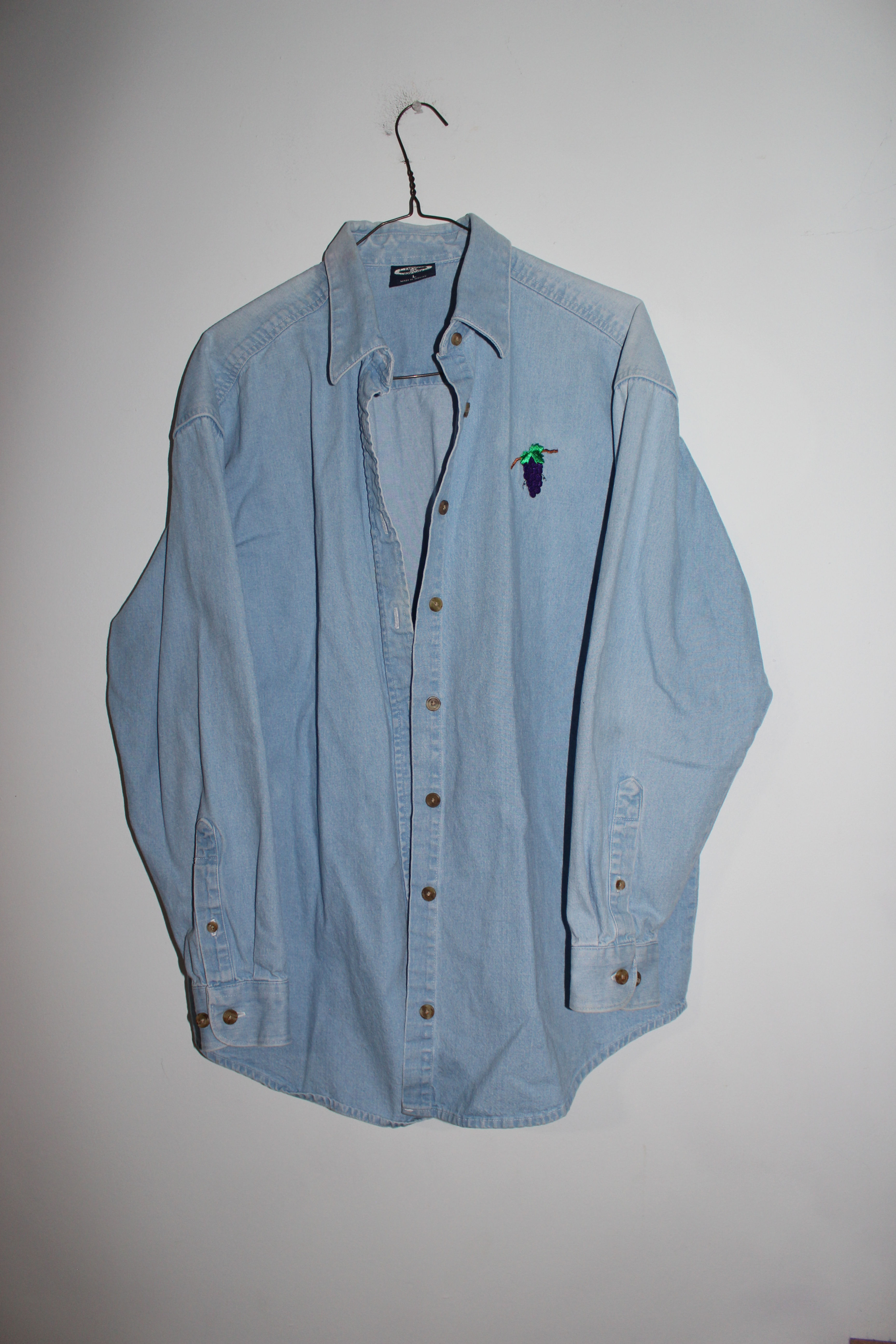 Embroidered Grape Denim Shirt