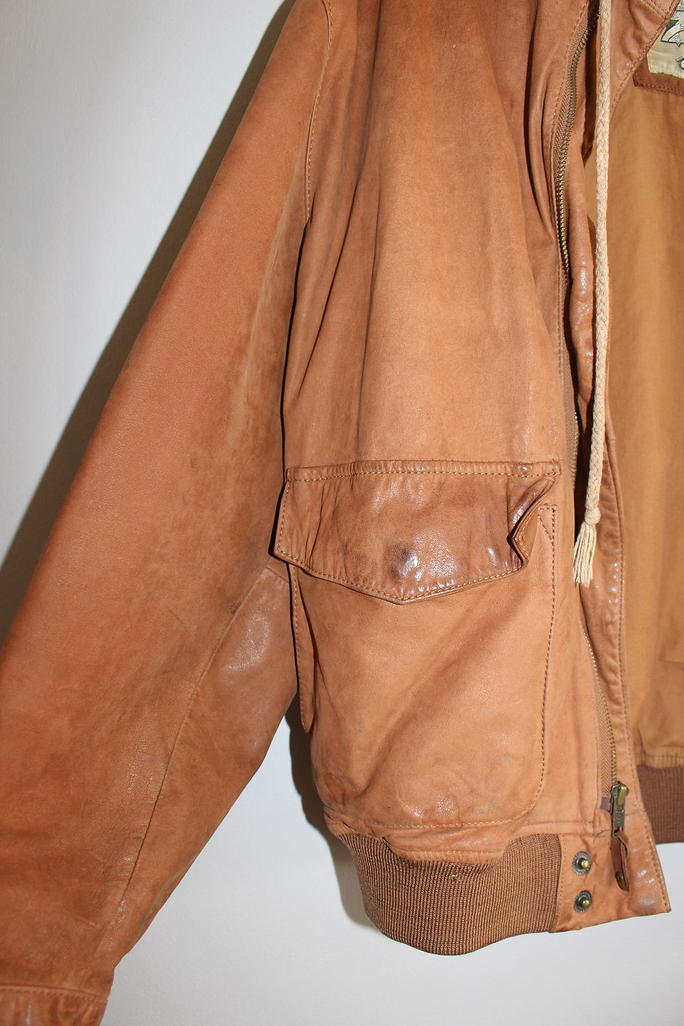 Thumbnail: Vintage Banana Republic Tan Leather Bomber Jacket