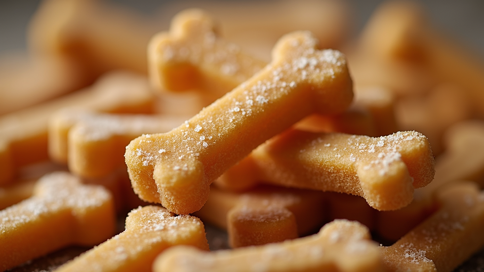 Close-up view of freeze-dried dog treats