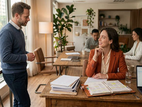 Woman entrepreneur smiling and agreeing in a meeting while appearing quietly overextended, illustrating people-pleasing in women entrepreneurs in the blog post by Asi Efros