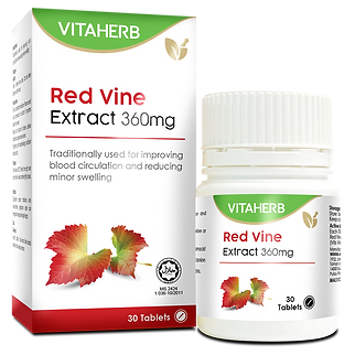 VITAHERB Red Vine Extract 360mg Tablet - 30's Box & Bottle (Right)(S) v2.png