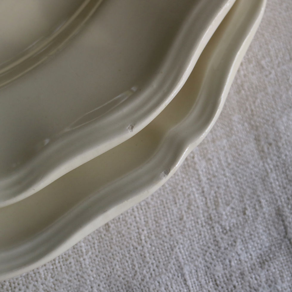 サムネイル： 0083 sarreguemines　花リム　Ø 25,5cm平皿チップあり