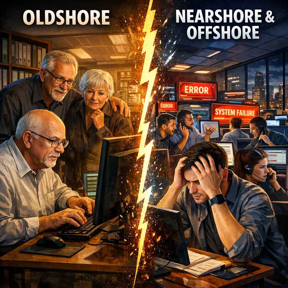 Oldshore vs. Near- und Offshore – Wenn es kritisch wird, zählt nicht Preis pro Stunde, sondern Preis pro Fehler. Oldshore - das große ungenutzte Potenzial an Fachkräften.