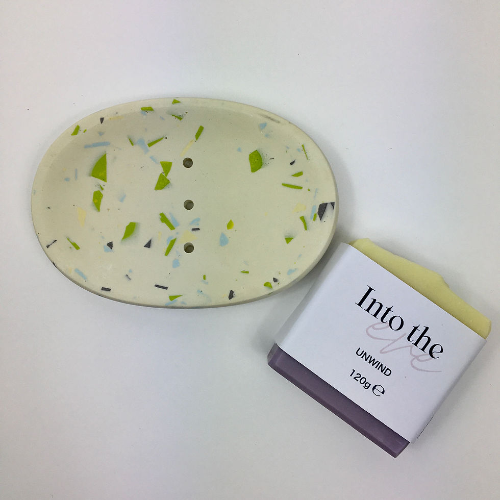 Thumbnail: Terrazzo Soap Dish | Cream | Green, Blue & Grey