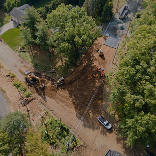 Aerial view of roadway construction