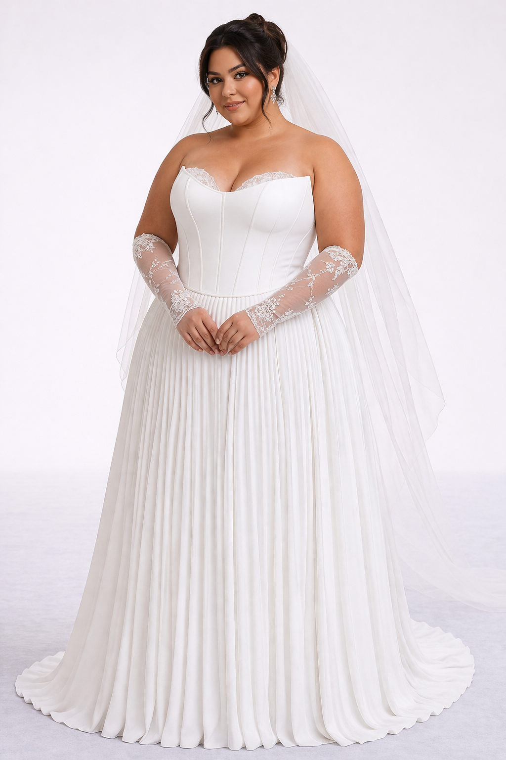 Luella Wedding Dress – Sweetheart Gown with Pleated Skirt & Removable Structured