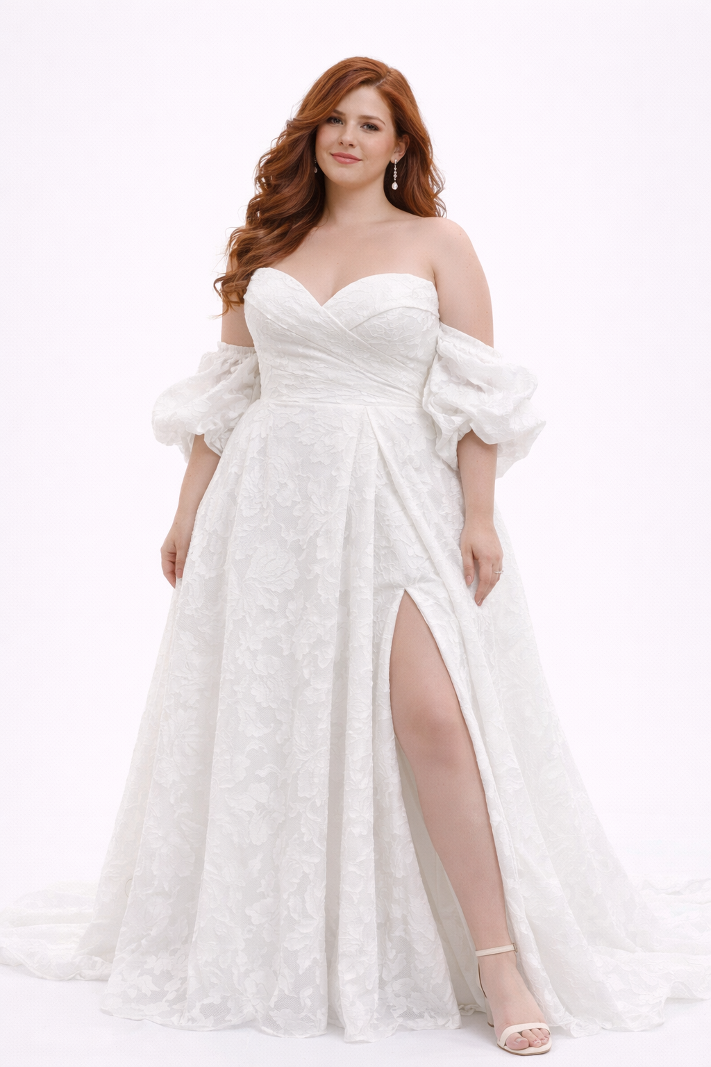 Agnes – Glamorous Wedding Dress with Removable Puff Sleeves